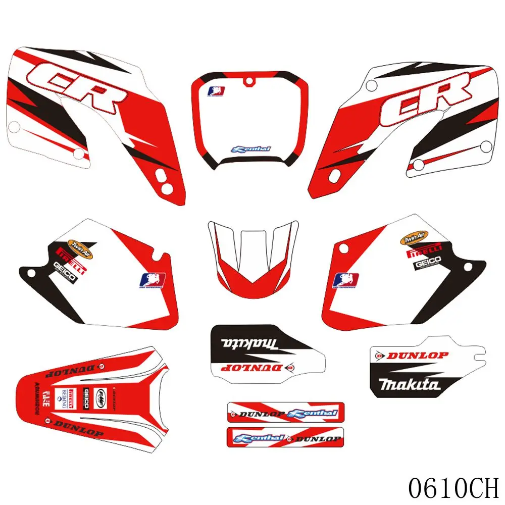 

For HONDA CR 125 250 CR125 CR250 2000 2001 Full Graphics Decals Stickers Motorcycle Background Custom Number Name