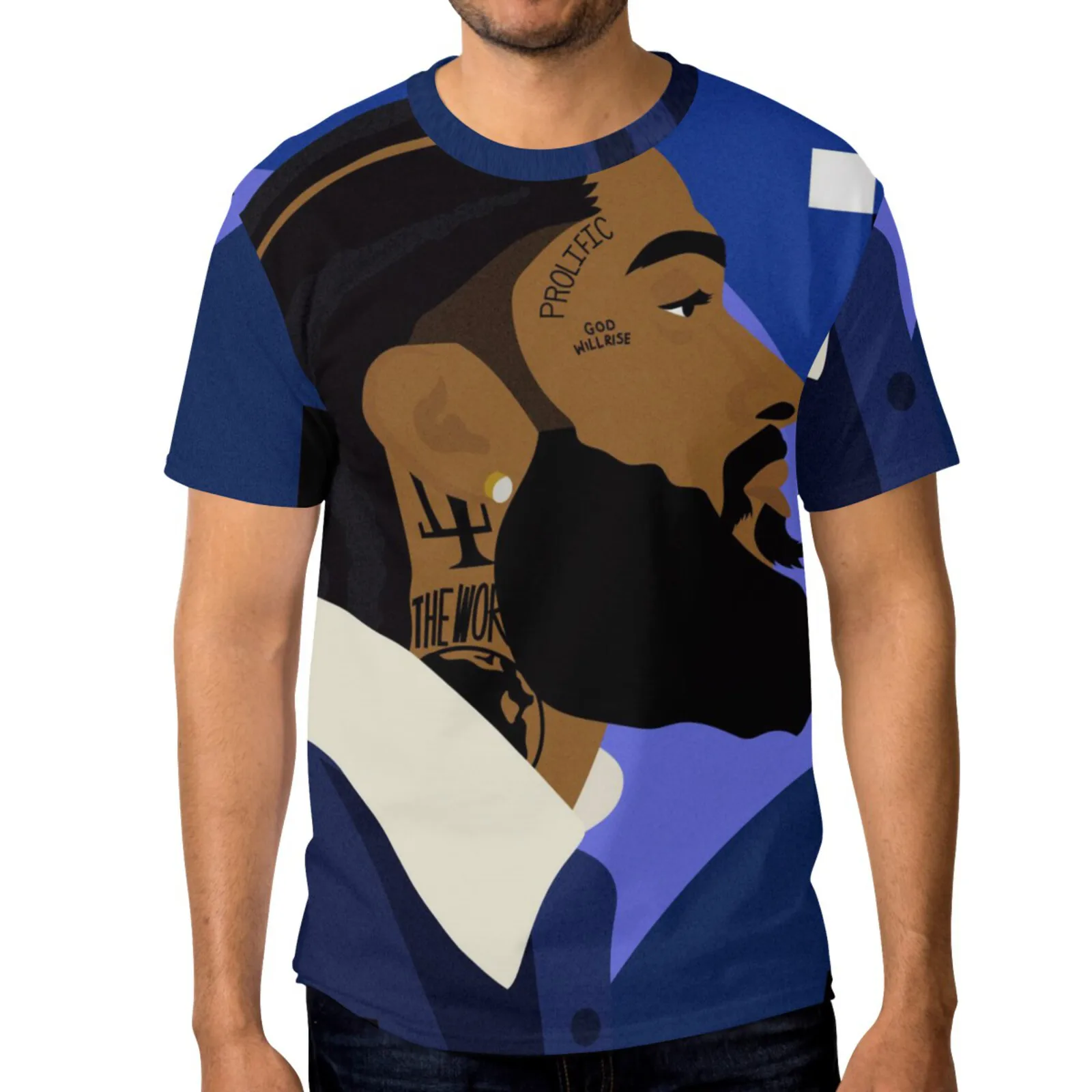 

Футболка Nipsey Мужская в стиле хип-хоп, модная тенниска из полиэстера, майка с коротким рукавом и круглым вырезом, верхняя одежда для мужчин