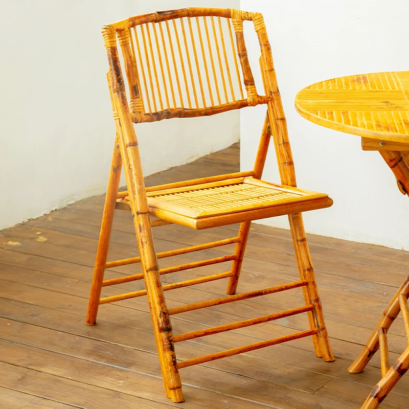 

Folding New Folk Adult Type Simple Leisure Single Chair Outdoor Balcony Wedding Rattan Woven Retro Light Luxury Dining Chair