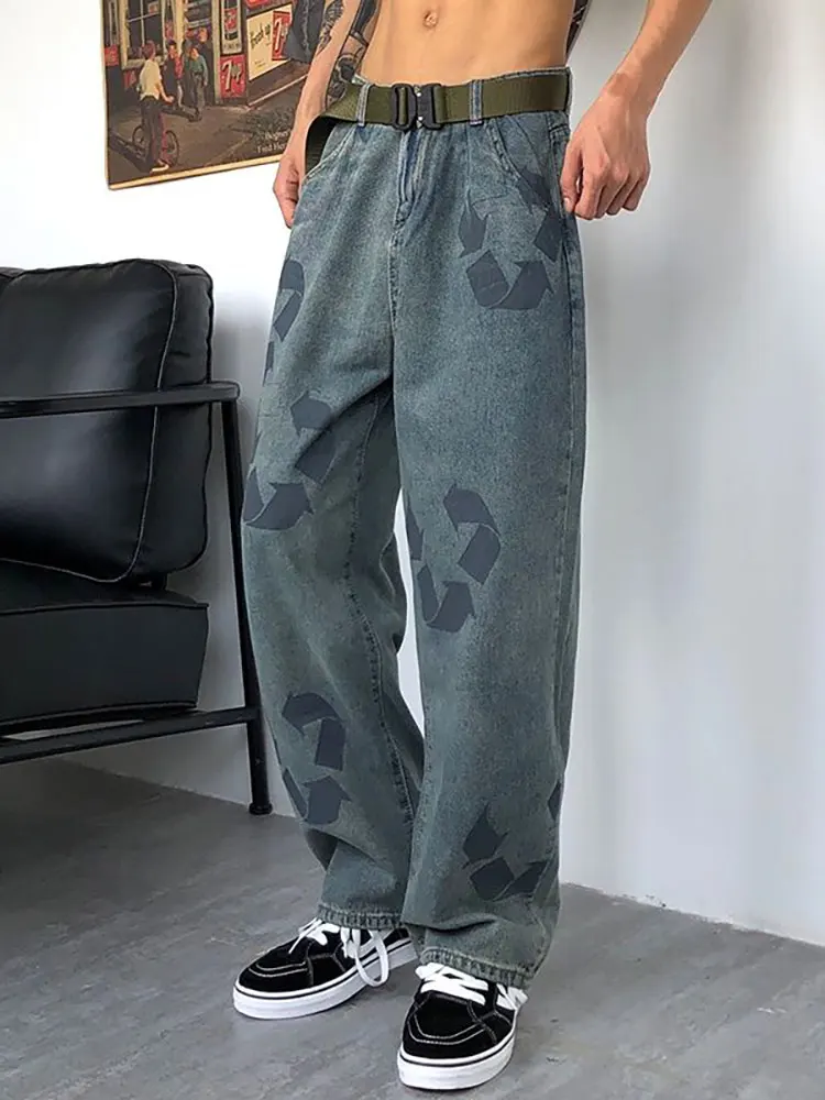 

Vintage Graffiti Jeans Women Casual Loose Straight Trousers Men High Street Hip-hop Wide-leg Pant Spring 2022 New Fashion Trend