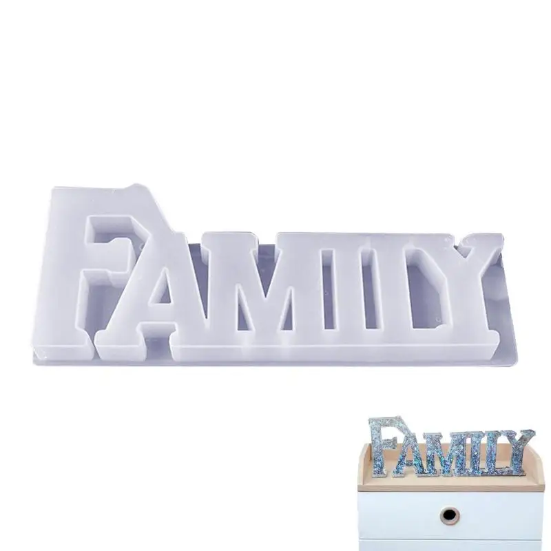 

Soft FAMILY Pattern Word Mold DIY White Translucent Silicone Epoxy Resin Mold For DIY Table Decoration Create Warm Atmosphere