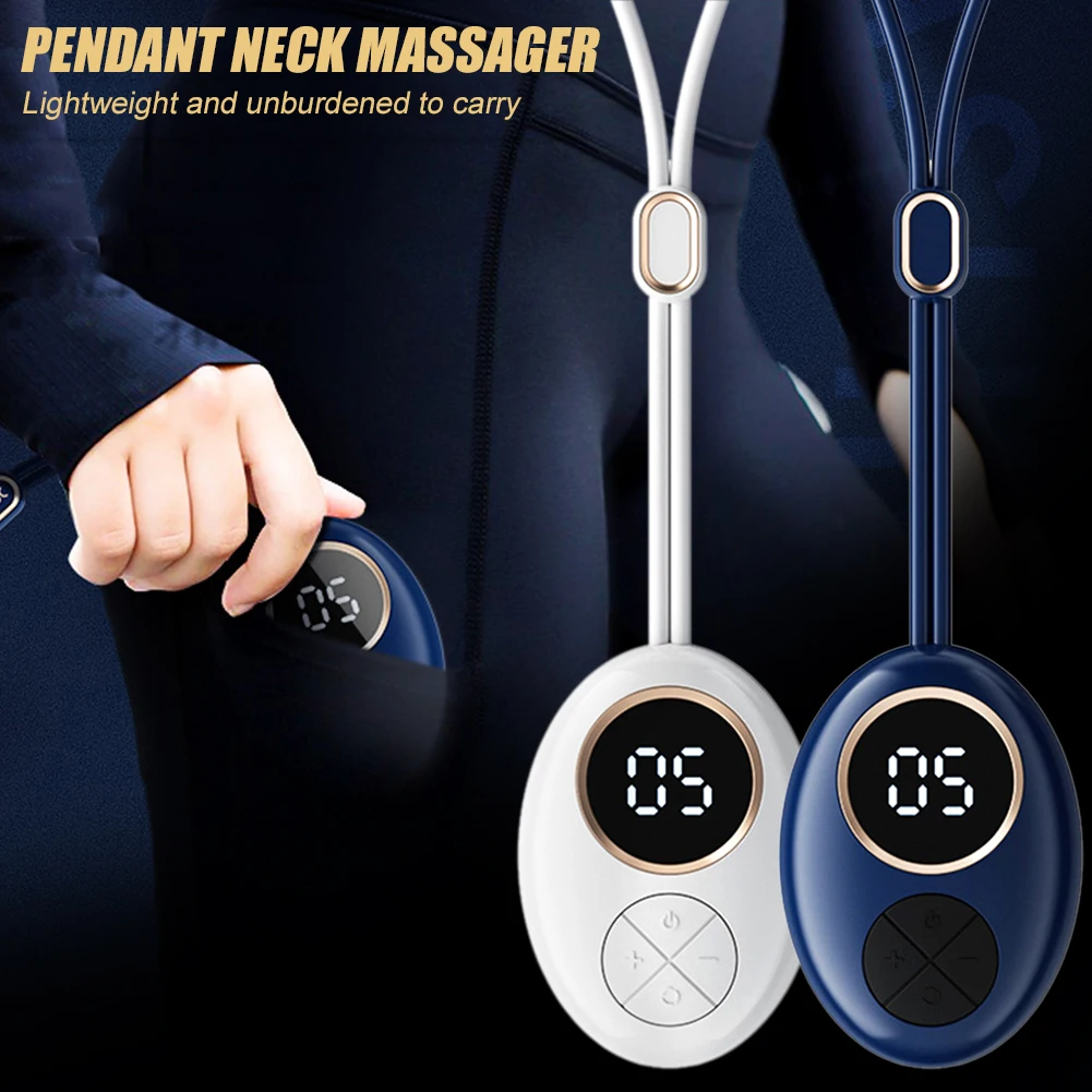 

EMS Neck Massager Wearable Hot Compress Shoulder Pain Relief 9 Gear 5 Modes Pulse Massage Portable Heating Massager Necklace
