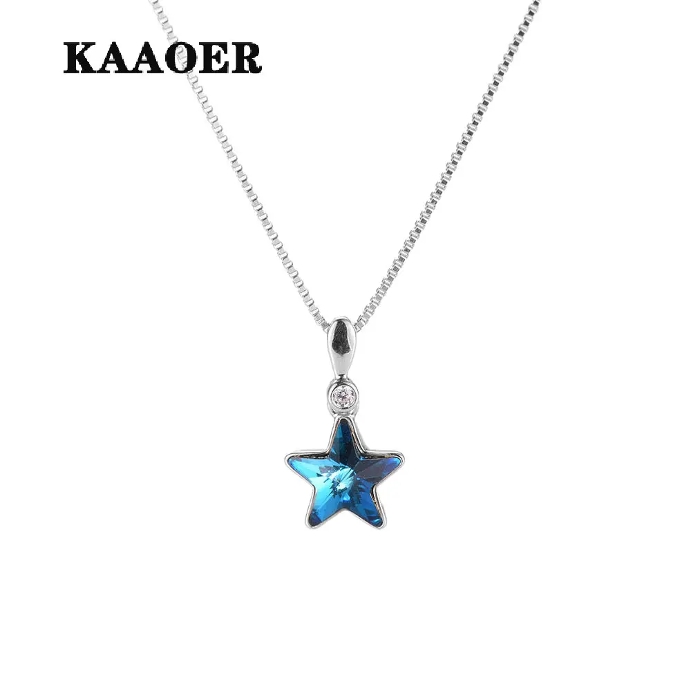 

KAAOER 2022 NEW 100% S925 New blue crystal star pendant original jewelry simple personality lovers direct gift generation
