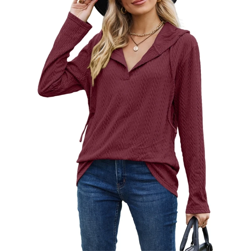 

Womens Casual Drawstring V-neck Pullover Long Sleeve Sweatshirt Autumn Hoodie Pullover Teen Girls Fall Y2K Clothes 517D