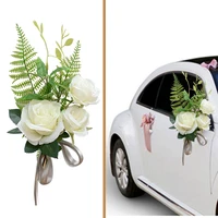 chair back fake bouquet car body decor with ribbon artificial flower for wedding