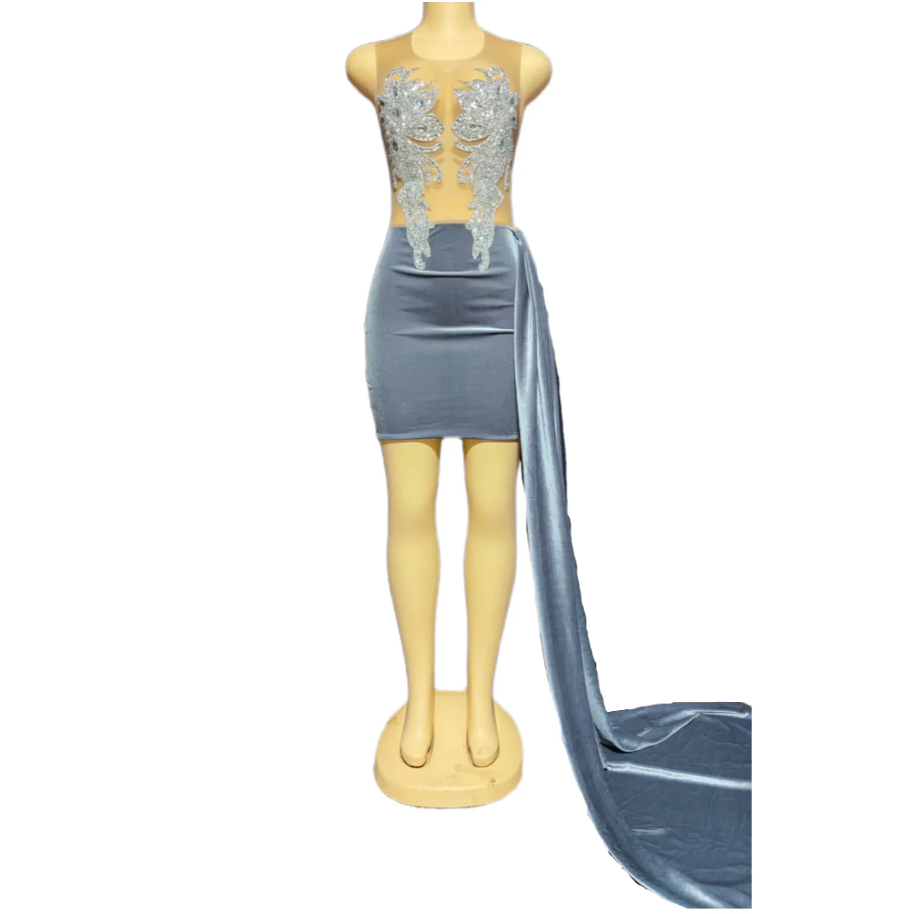 

Женское бархатное длинное платье без рукавов, с блестками