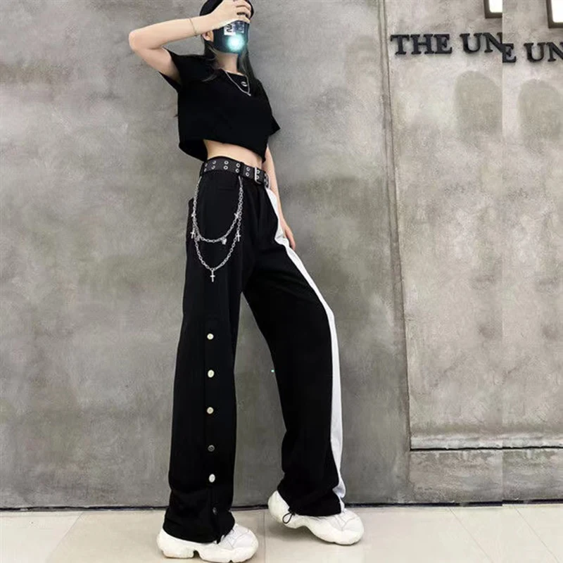 Fashion Contrast Baggy Pants Femme 