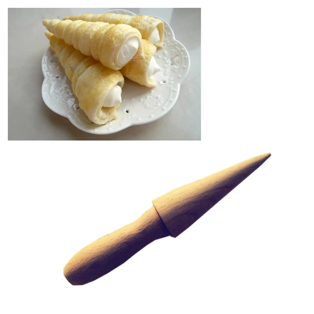 

Cone Cream Roller Ice Horn Molds Croissant Waffle Maker Baking Pizzelle Wooden Roll Wood Krumkake Shaper Cake Cones Form Horns