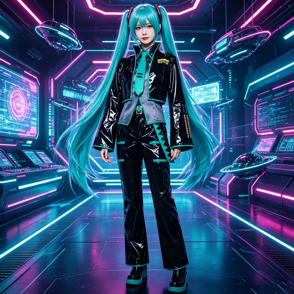 Фото Костюм для косплея Vocaloid Miku (мужская версия), полный комплект №1