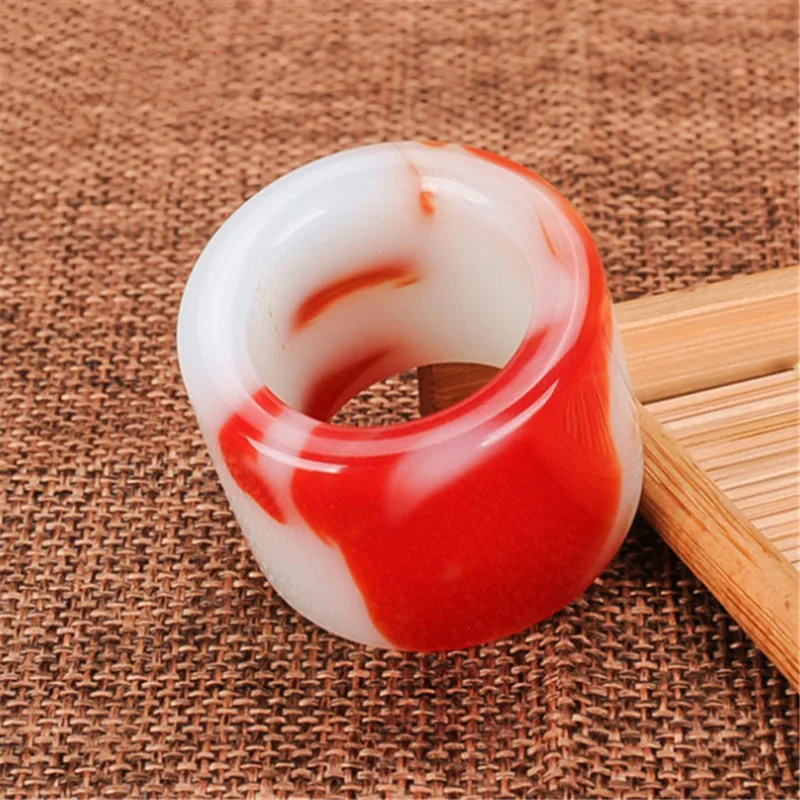 

Natural Xinjiang Outer Mongolia Material Gold Silk Jade Chicken Blood Stone Ring for Men and Women