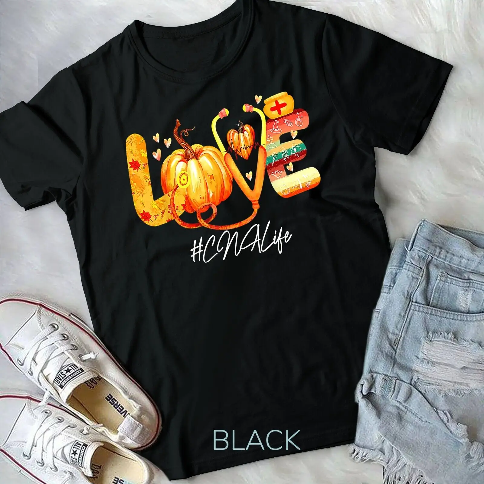 Love CNA Life Pumpkin Fall Autumn Thanksgiving Nursing O-Neck Cotton T Shirt Men Casual Short Sleeve Tees Tops XS-3XL