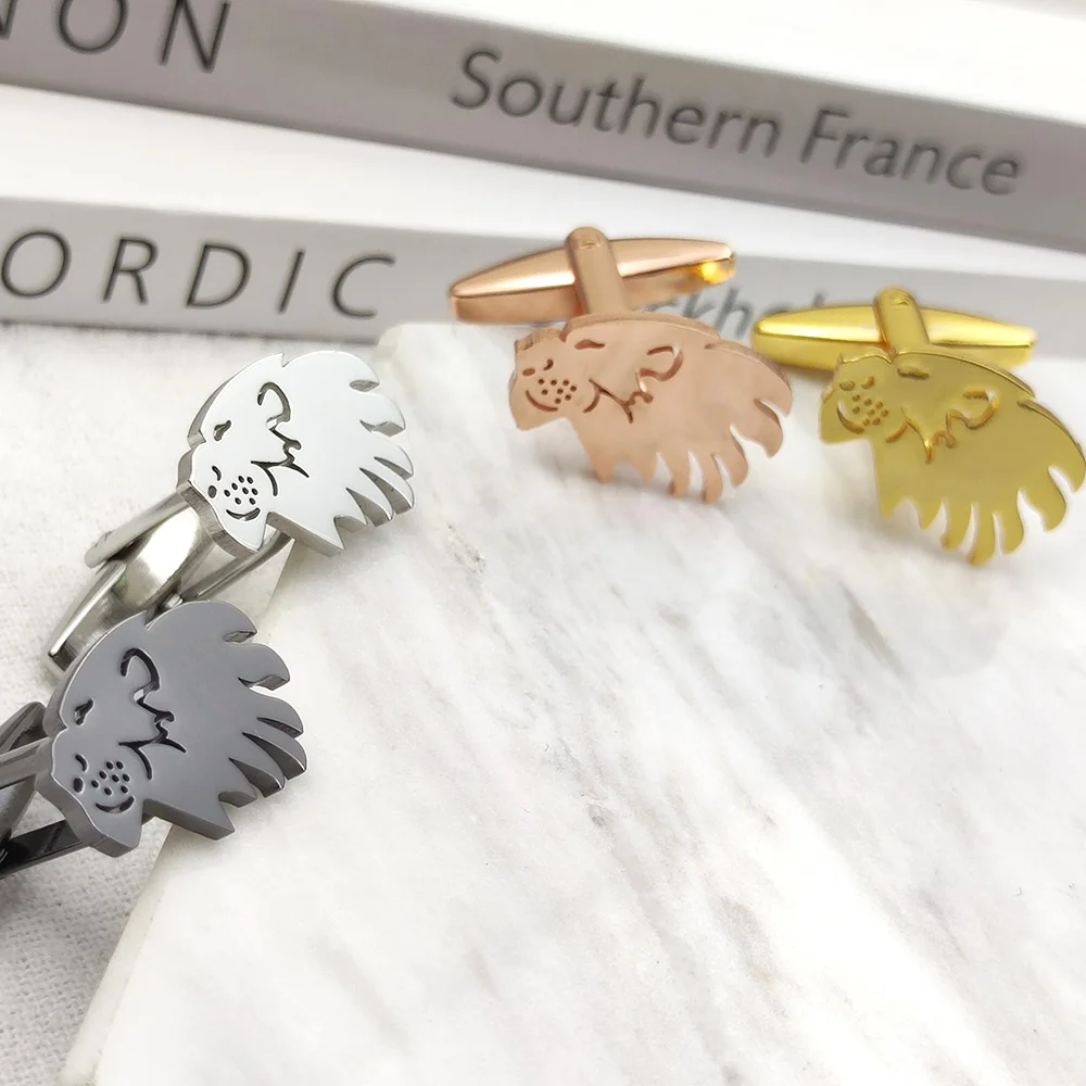 

New High Quality Gold Classic Lion Head Design Cufflinks Fashion Men's French Shirt Cufflinks Free Shipping Factory Wholesale