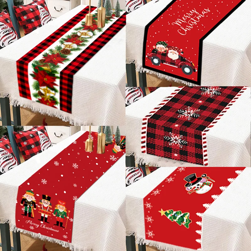 

180cm Christmas Table Runner Christmas Decoration 2022 Navidad Tablecloth Kerst Xmas Gifts Home Decor New Year 2023 Natal Noel