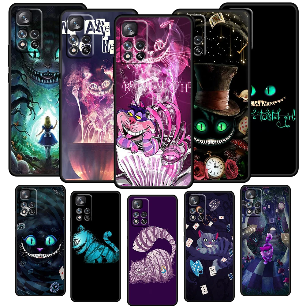 

Disney The Cheshire Cat Phone Case For Xiaomi Redmi Note 11 10 10S 9T 9 9Pro Max 8T 8Pro 7 6 5 Pro 4X Soft TPU Black Cover Coque