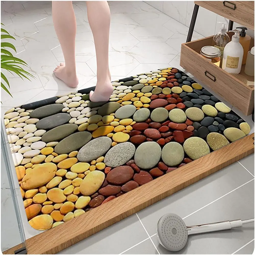 

Colour Cartoon Cobblestone Welcome Entrance Doormats Carpets Rugs Home Bath Living Room Floor Hallway Coral Velvet Soft Carpet