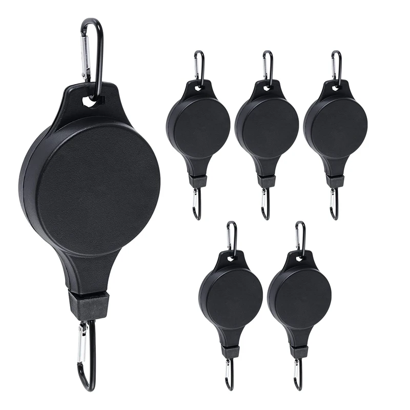 

12 Pack Plant Pulley Retractable Hanger Easy Reach Plant Pulley Adjustable Height Wheel For Hanging Plants Indoor Black