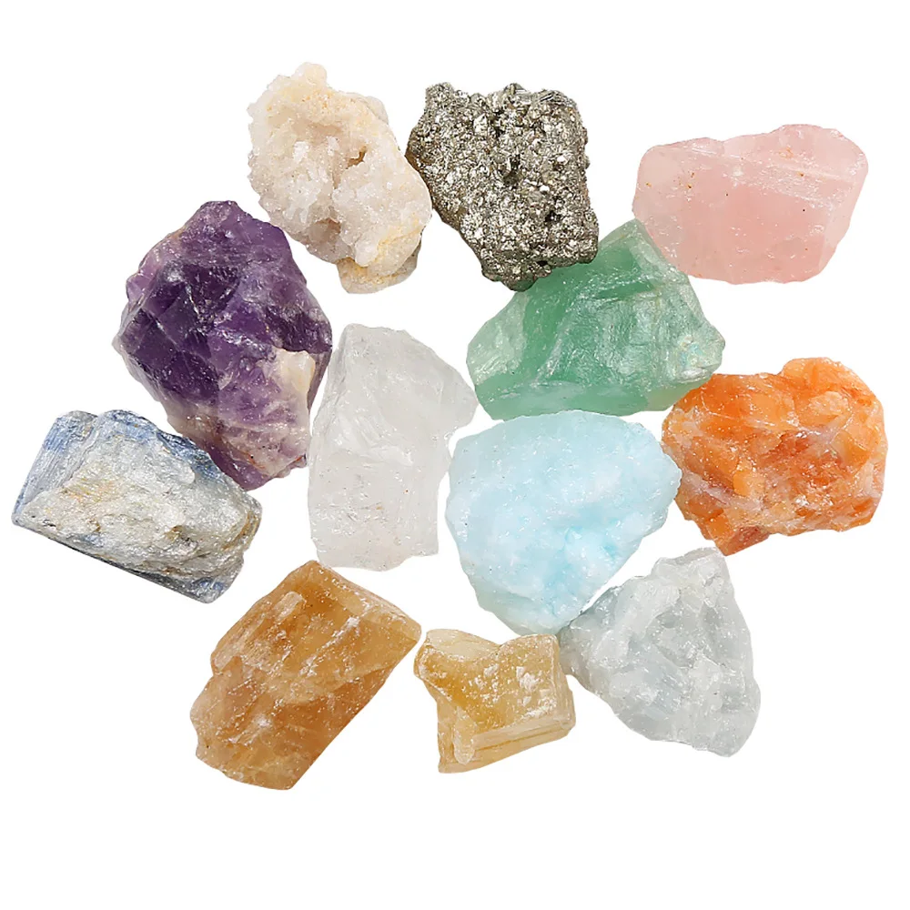 Natural agate jade raw stone pyrite specimen 12 kinds of mineral kids geology cognition teaching materials display ornamental