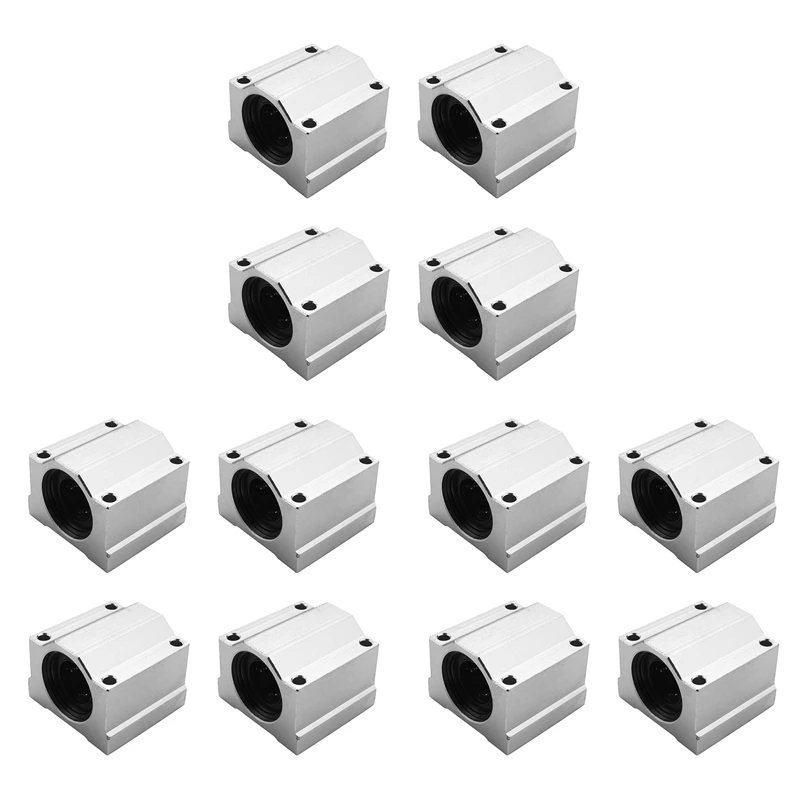 

12 Pcs SC20UU 20Mm Aluminum Linear Motion Ball Bearing Slide Bushing For CNC