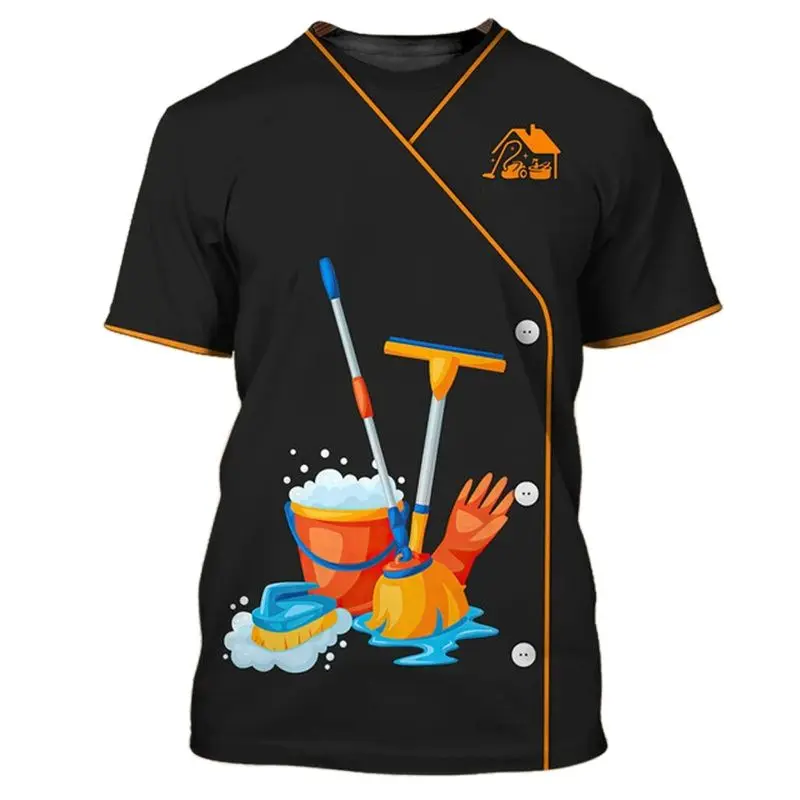 

House Cleaner Harajuku Clothing Women's T Shirt Summer O-Neck Cotton Tops Fashion Casual Short Sleeve Tees Female Loose Pullover