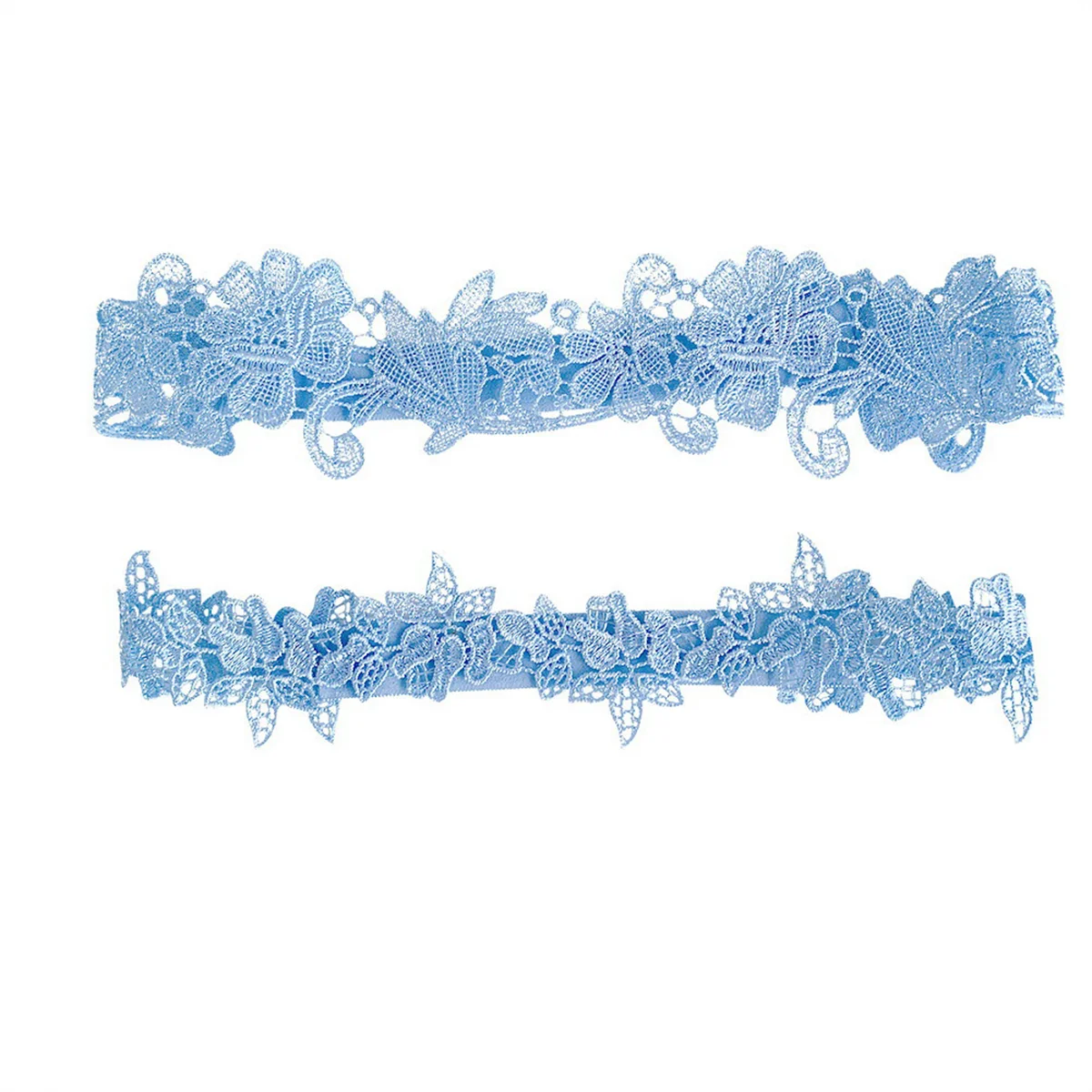 

2Pcs Blue Garter Belt Set Bridal Wedding Garter Suspenders Wedding Accessories for Gifts ( Sky- Blue )