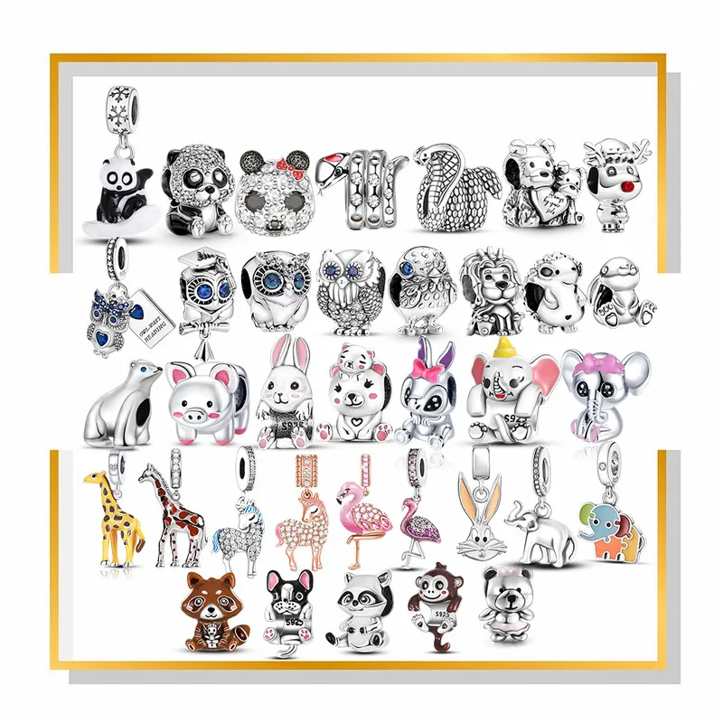 Новинка, подвеска-животное, серебро, Сова, жираф, собака, змея, подвески для Пандоры, plata de ley, 925 оригинальный браслет «сделай сам», ювелирные изделия
