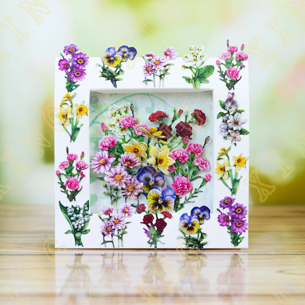 Цветочный фьюжн маленькие пионы цветы вырезанные штампы ремесло тиснение