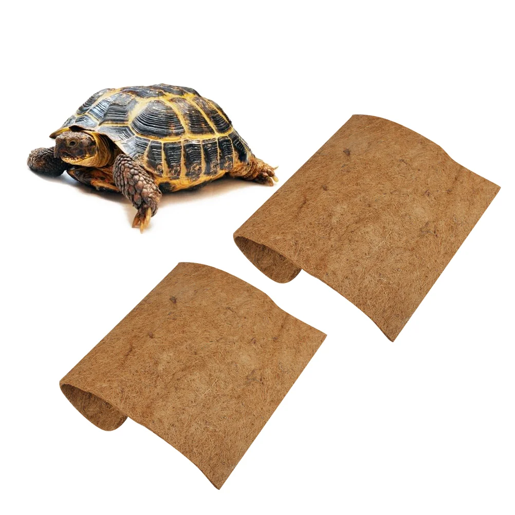 

2 Pcs Glass Terrarium Coconut Fiber Mat Tortoise Reptile Pet Bed Linings Wooden