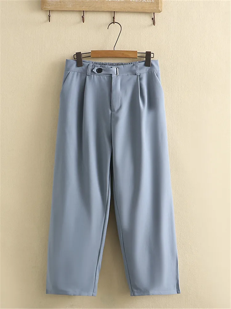 

Плюс Размер Женские Весенние Брюки С Эластичной Задней Талией Эластичный Передний С Молнией Негабаритные Брюки Свободные Без Стрейч Брюки