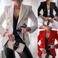 blazer double breasted blazer coat autumn elegant solid slim long sleeve female suit jacket office ladies blazer outwear women