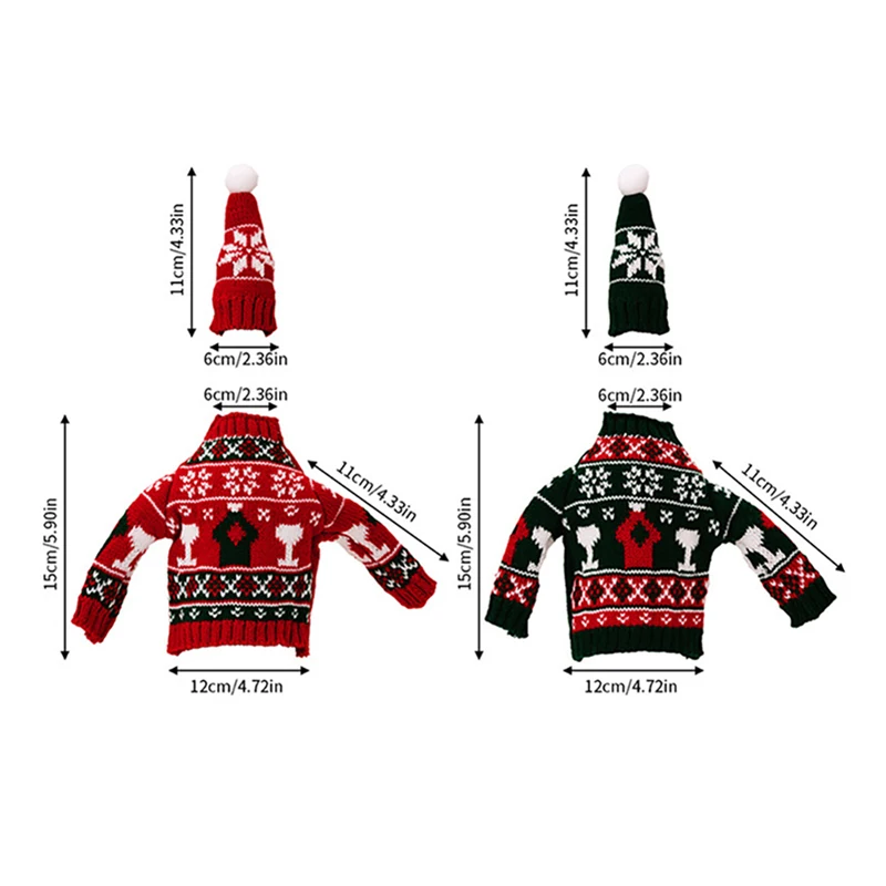 Новый набор Kerst Wijnfles Hoes Santa Sneeuwman Geweven Zakken Voor Kerstfeest Diner Tafel Decoraties Geschenken