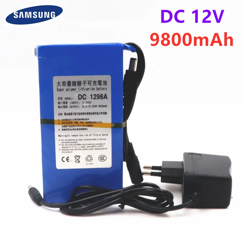 

2022 DC12980 12V 9800MAH Battery High Quality Rechargeable Portable Lithium-ion Battery DC 12V 9800mAh DC1298A With US/EU Plug