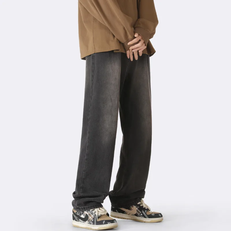 Blue Black Baggy Jeans Men Fashion Retro Straight Jeans Men Japanese Streetwear Hip-hop Loose Denim Pants Mens Trousers M-2XL