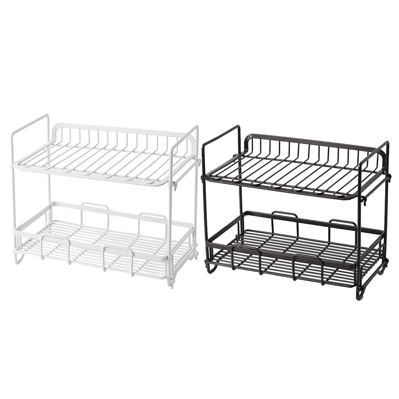 

Storage Organiser Kitchen Wrought Iron Shelf,Double Layer Seasoning Storage Rack Desktop Bathroom Storage Shelf