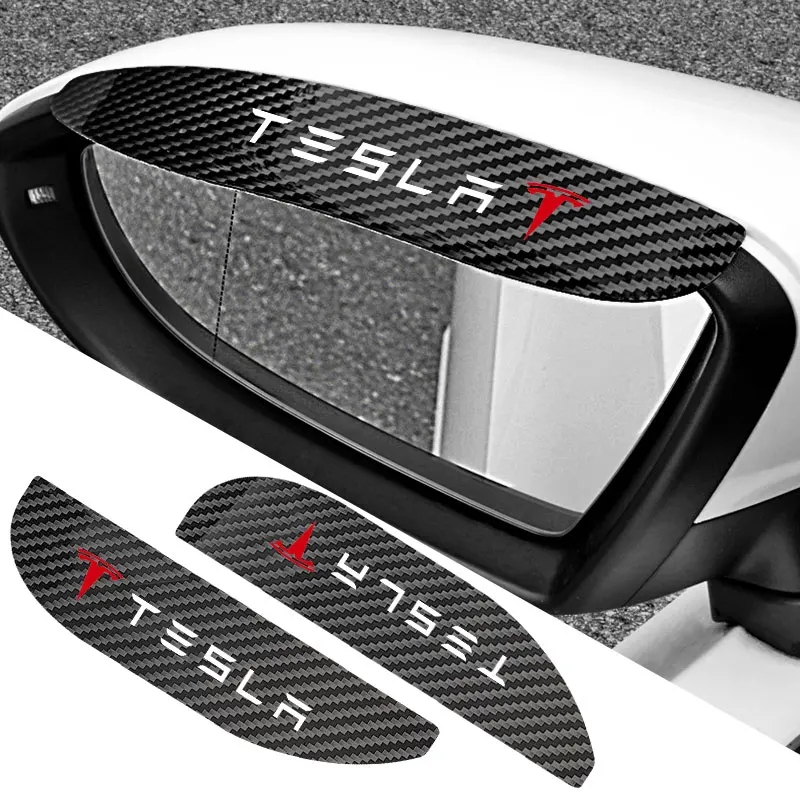 

New Carbon Fiber Car Rearview Mirror Rain Waterproof Car Sticker For Tesla Model 3 Model X S 2016-2020 Decals TM3 TMX TMS Decal