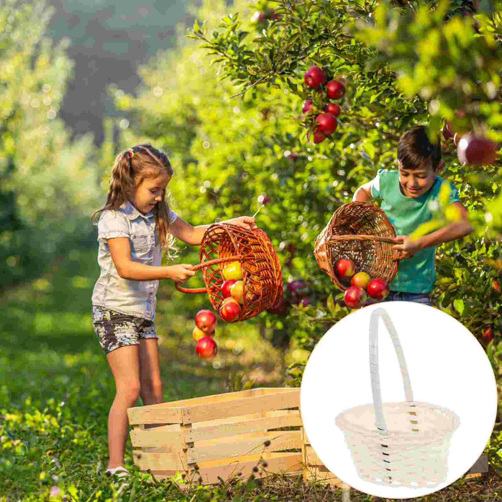 

Basket Woven Flower Wicker Storage Wedding Baskets Picnic Rattanmini Fruit Candy Picker Willow Gift Handle Hamper Handles Girl