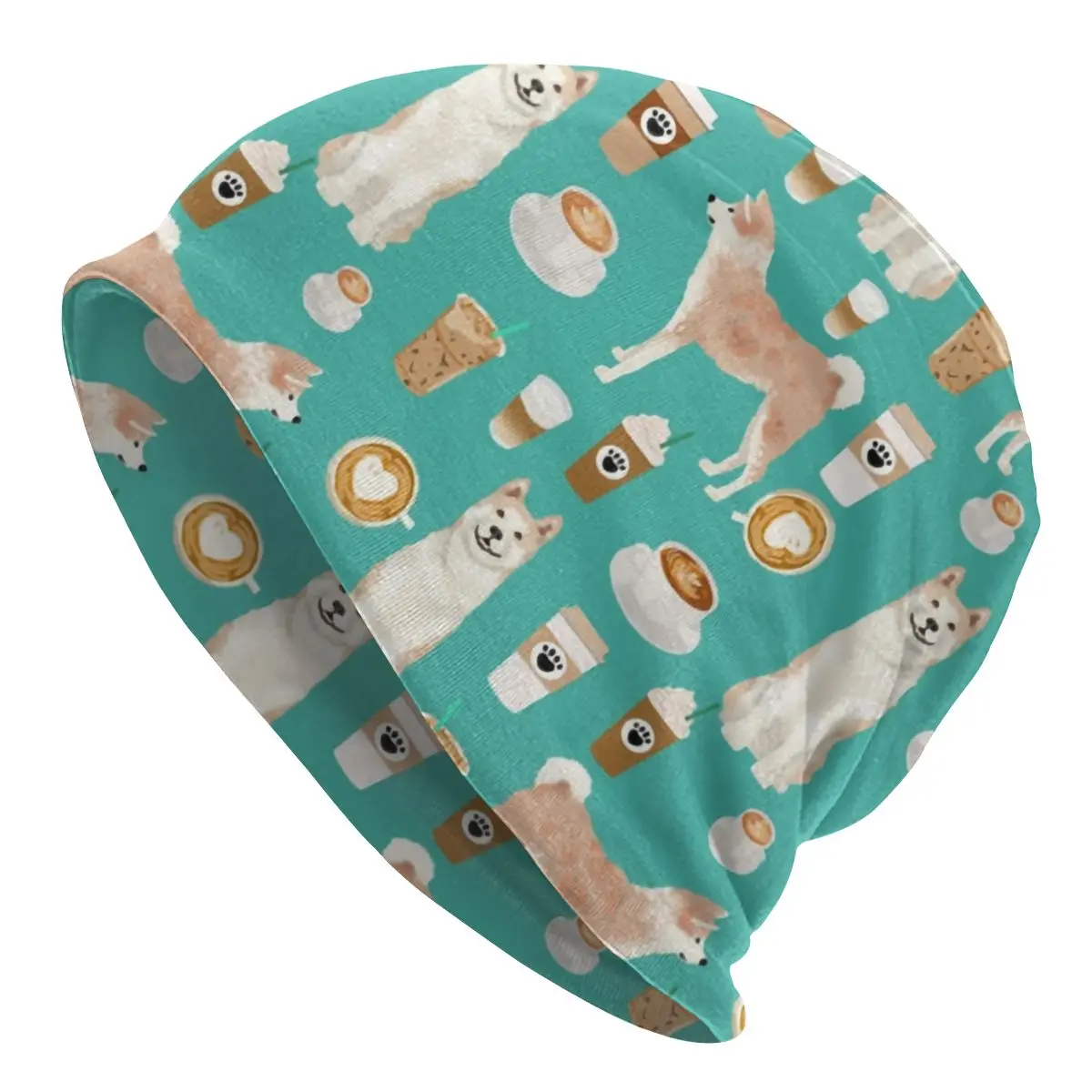 

Модная зимняя теплая вязаная шапка унисекс для мужчин и женщин, шапочки с узором кофейного цвета, шапки-бини, шапки, шапки с японской собакой...