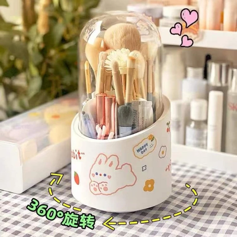 

Простая и изысканная коробка для хранения макияжа в скандинавском стиле, вращающаяся трубка для хранения макияжа, пыленепроницаемое ведро ...