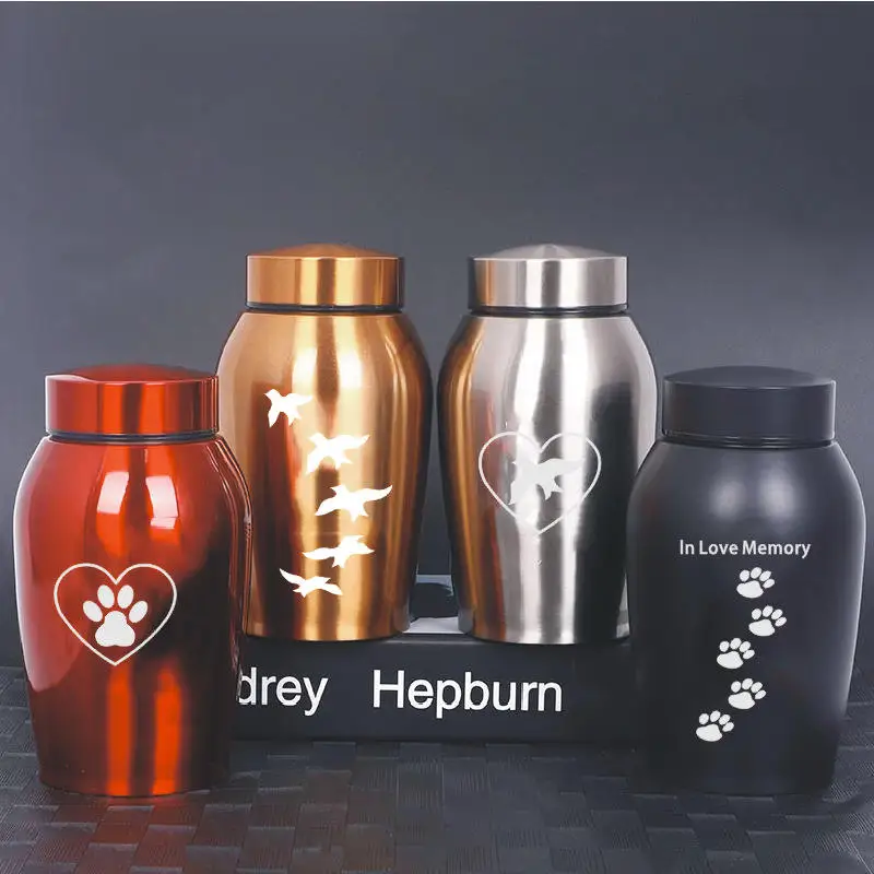 

Large Pet Urn Bottle Memorial Dog Cat Urvoi Cercueil Keepsake Container Ashes Box Can Katten Perro Stainless Steel Accessories