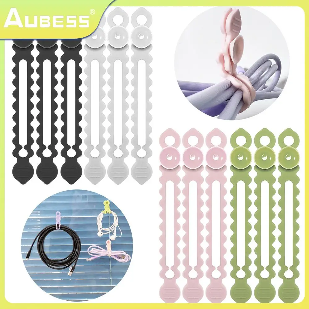 

Cable Tie Silicone Tie Buckle Design Data Cable Winding Tape Durable With Suction Cup Cable Ties Winder 120*15mm Silica Gel