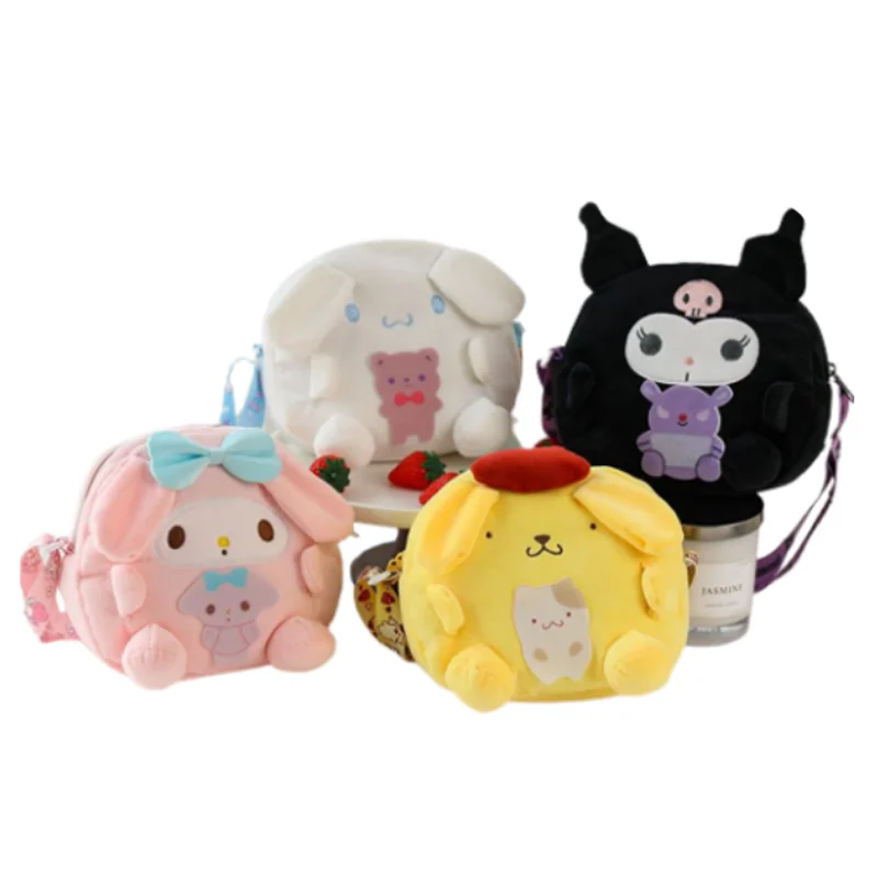 

Sanrios, плюшевая сумка-мессенджер для игрушек, сумка Kuromi Melody Pachacco, симпатичная мультяшная Удобная универсальная плюшевая сумка через плечо, подарок для девочек
