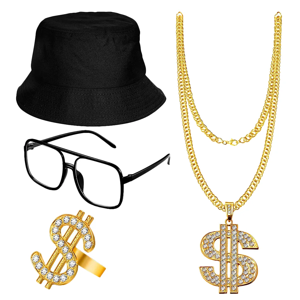 

Hip Hop Clothing Suit 90s Outfit Men Costumes Women Jewelry 80s Accessories Kit