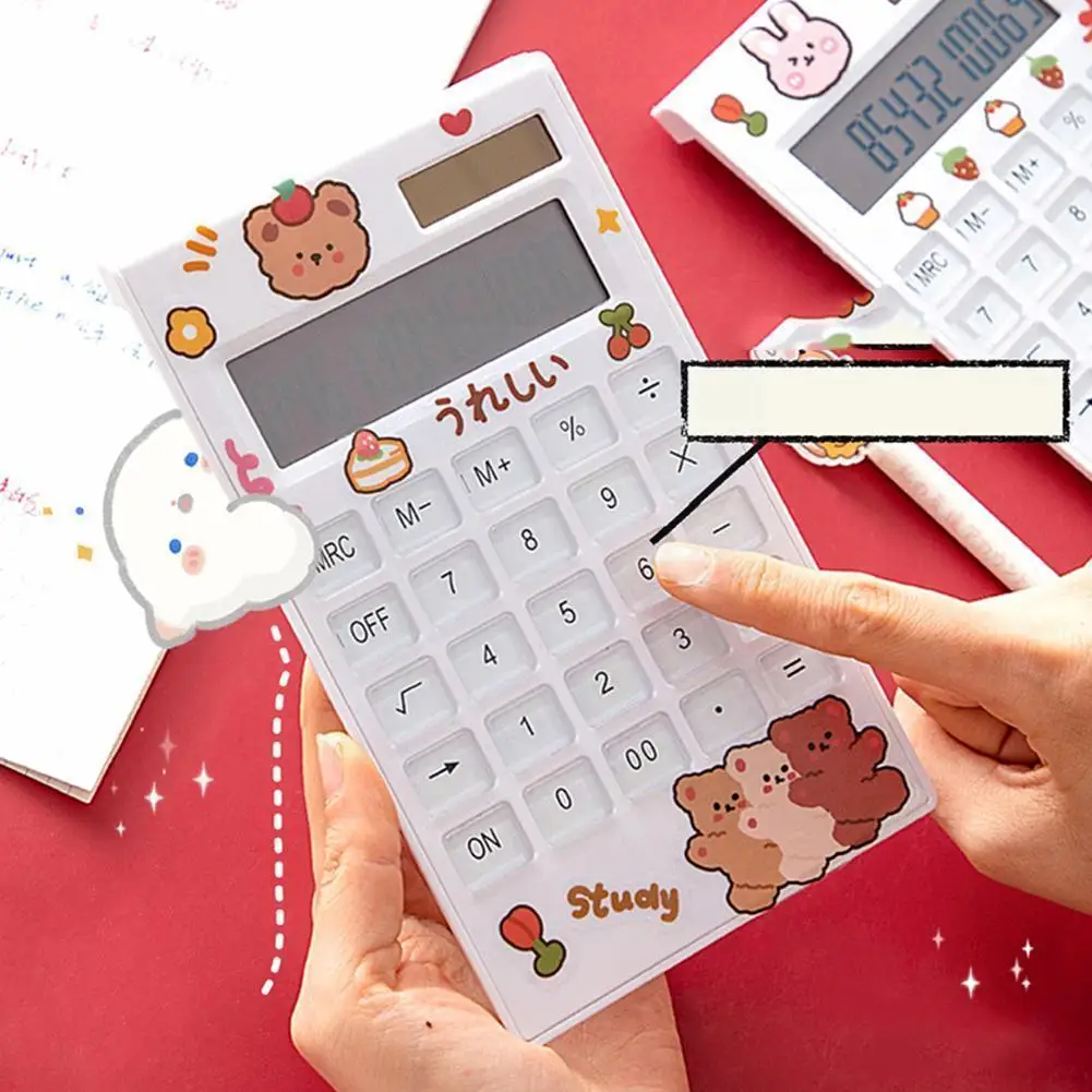 

Ins High-value Solar Calculator Girl Heart Pupils Portable Crystal Small Computer Kawaii Small Calculator For Students Teac C5u4