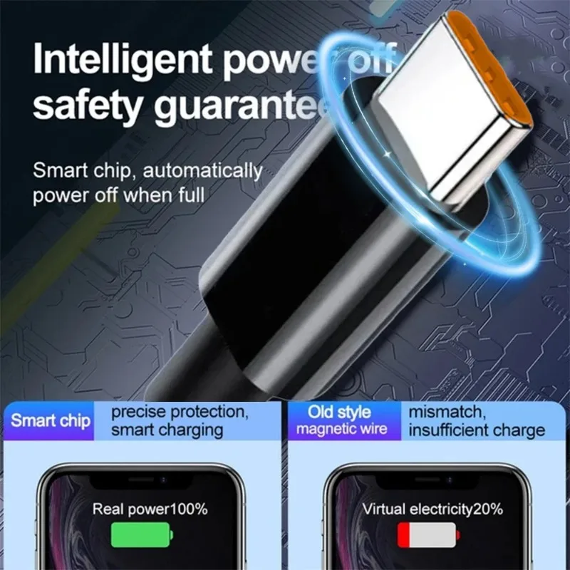 ładować 120W Kabel USB typu C Super Fast Charging Micro Line Quick Charge Kable Przewód do transferu danych dla Androida Samsung Xiaomi