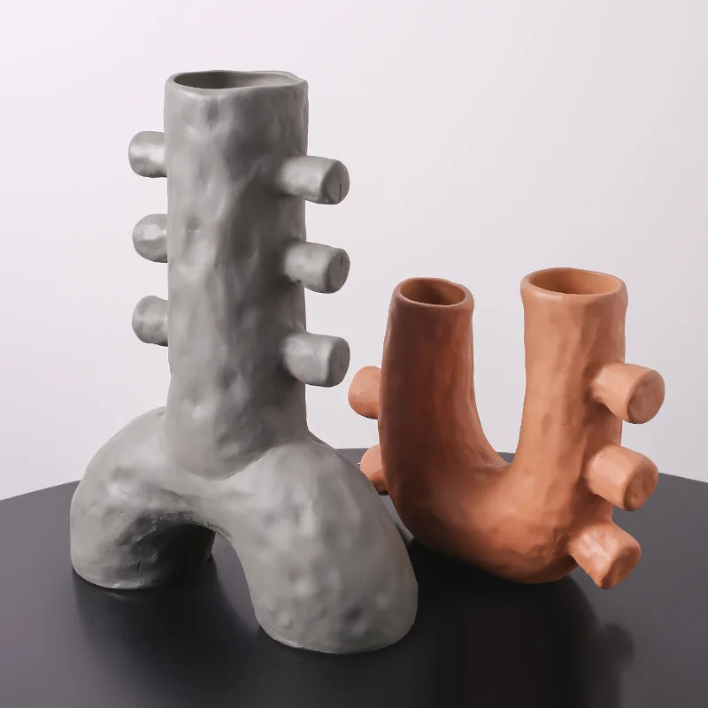 

Nordic Special-shaped Ceramic Vase Ornaments Geometric Flower Arrangement Home Living Room Decoration Desktop Art Decor Vases