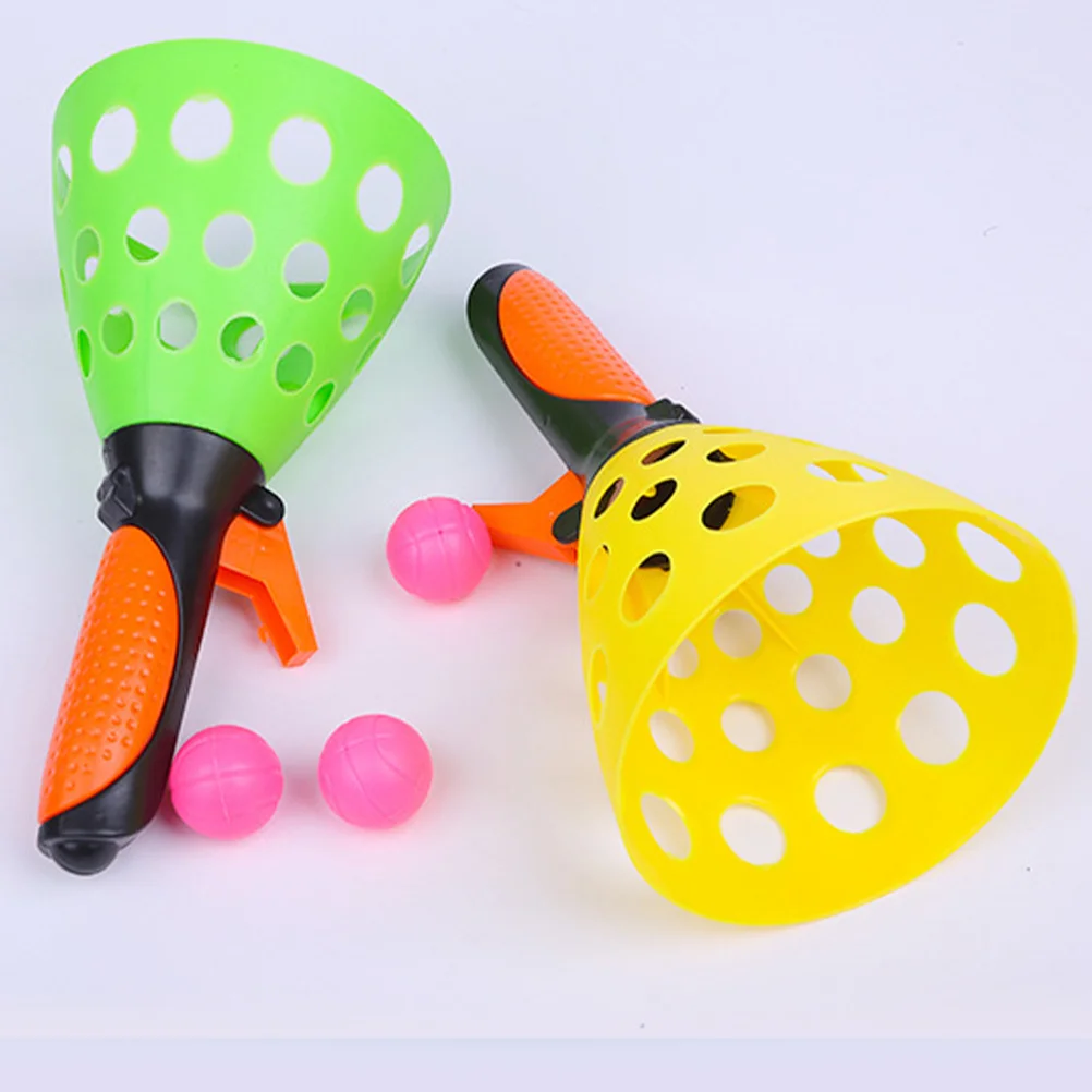 

1 Pair Launch and Catch Balls Durable Plastic Toss Game with 3pcs Balls Teens Kids and Adults