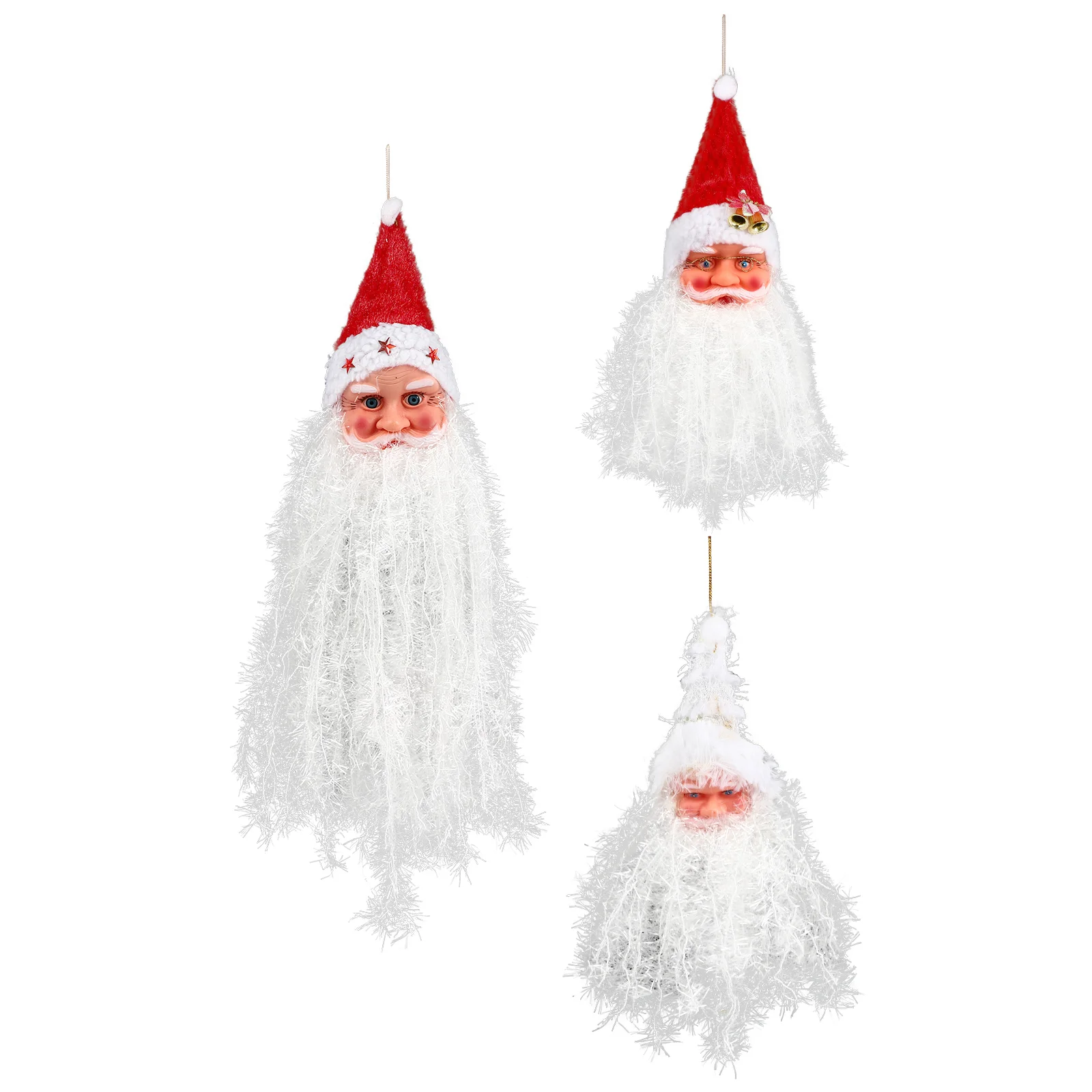 

3Pcs Fiber Santa Claus Beard Decorative Xmas Pendant Tree Hanging Ornament