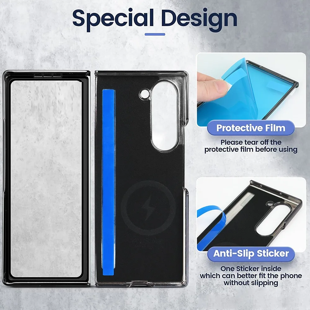 Чехол для телефона со встроенной защитной пленкой экрана Samsung Galaxy Z Fold 6 5 4 3 Fold6 Fold5