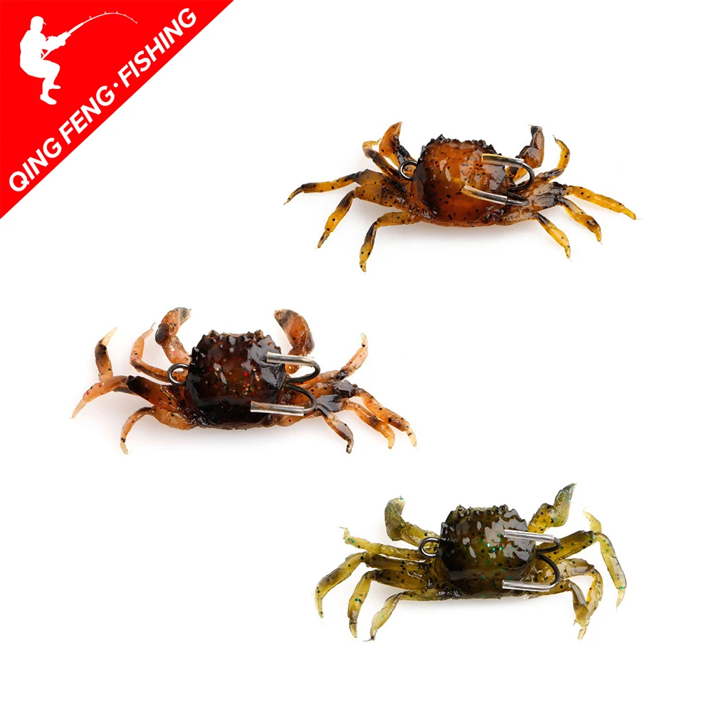 

3pcs/lot Artificial Fishing Lures Crab Lure Bait 3D Simulation Soft Fish Bait with Sharp Hooks