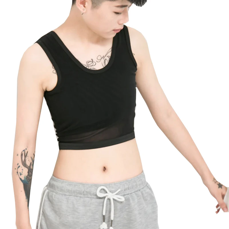 HaleyChan Ice Silk Half Length Pullover Chest Binder Without Clip Corset for Women Tomboy Trans Lesbian Transgender Ftm Crop Top