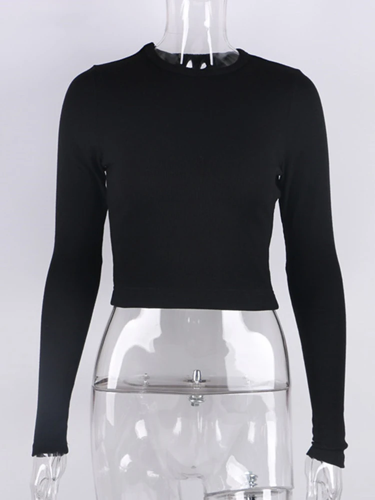 Рубашка с длинным рукавом и воротником женские сексуальные укороченные топы в